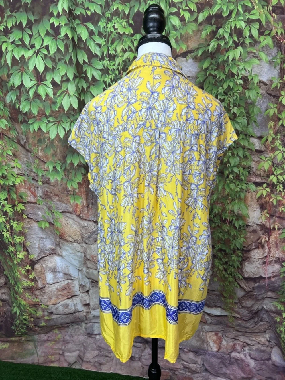 MASAI Scandi Girl Resortwear Yellow and Blue Floral Button Front Mini Dress, M - Picture 6 of 10